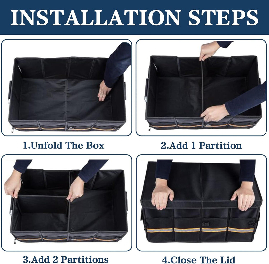 Black Multi-Compartment Car Trunk Organizer P619