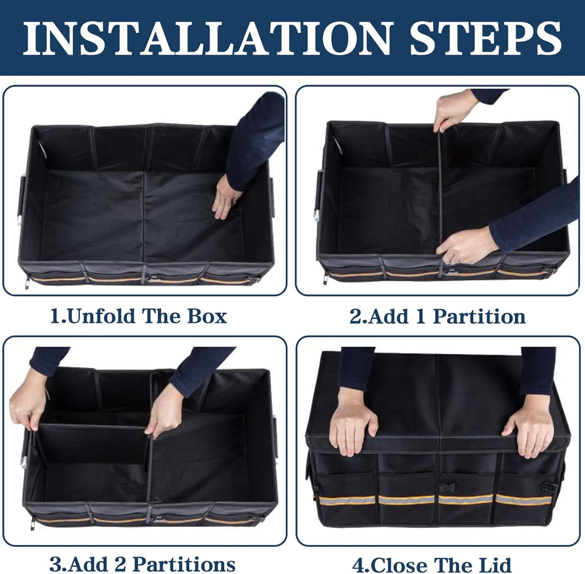 Black Multi-Compartment Car Trunk Organizer P619