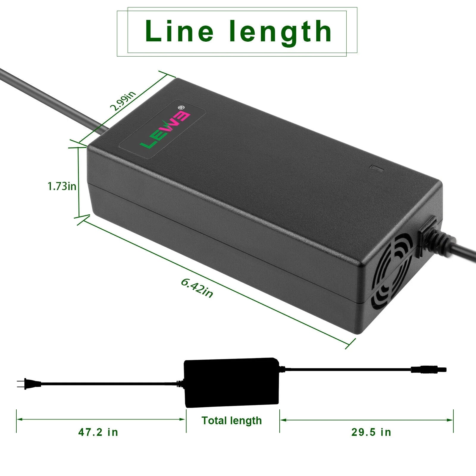 54.6V 2A E-bike Charger for 48V Li-ion Battery 5.5x2.1/2.5mm Tip T30369