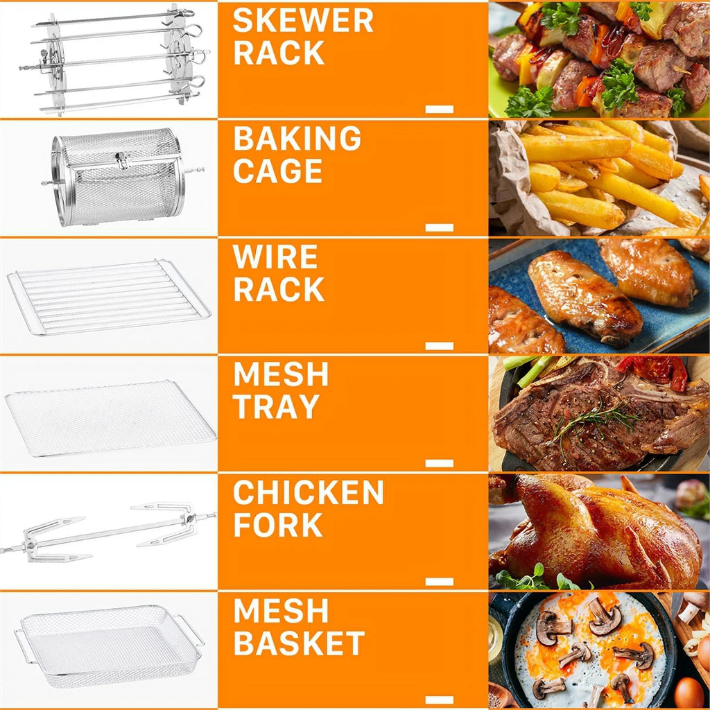 Black 16-in-1 Digital Air Fryer Oven with Rotisserie and Dehydrator K138