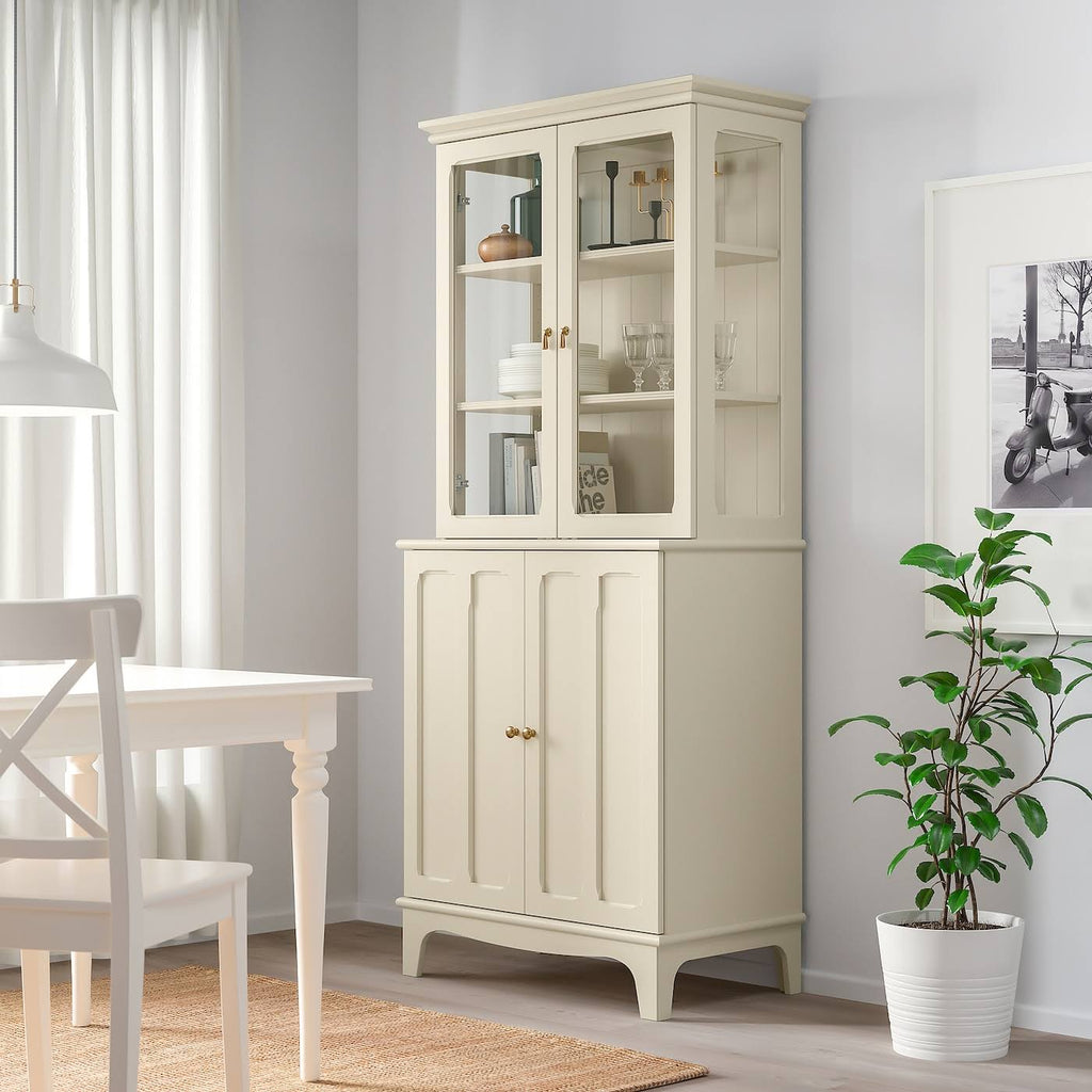 Light Beige Cabinet with Glass Doors G651895