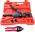 45ton Hydraulic Hand Crimper Tool for 1/8" Stainless Steel Cable Railing Hardware Wire Rope Swaging with Wire Cable Cutter H5203
