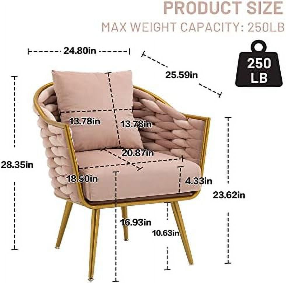 Beige Velvet Accent Chair with Arms and Pillow G8484