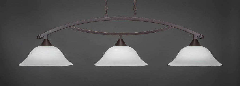 Three Light Billiard Light with Dark Granite Finish and White Linen Glass Y98815