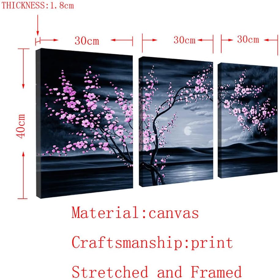 3 Pieces Purple Plum Blossom Canvas Painting Wall Art C604