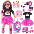18 Inch Doll Travel Set Including Suitcase Luggage and Dress Q8794