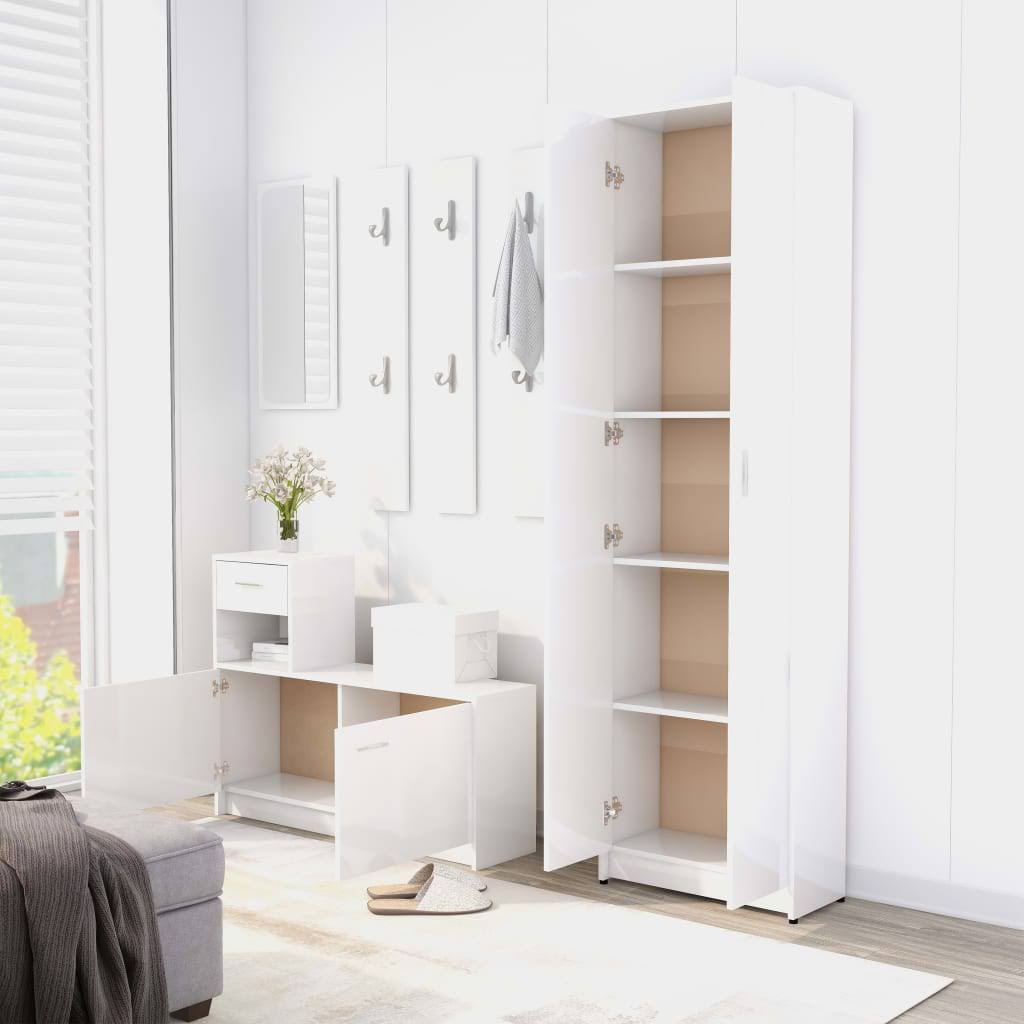 High Gloss White Hallway Wardrobe Chipboard X562932