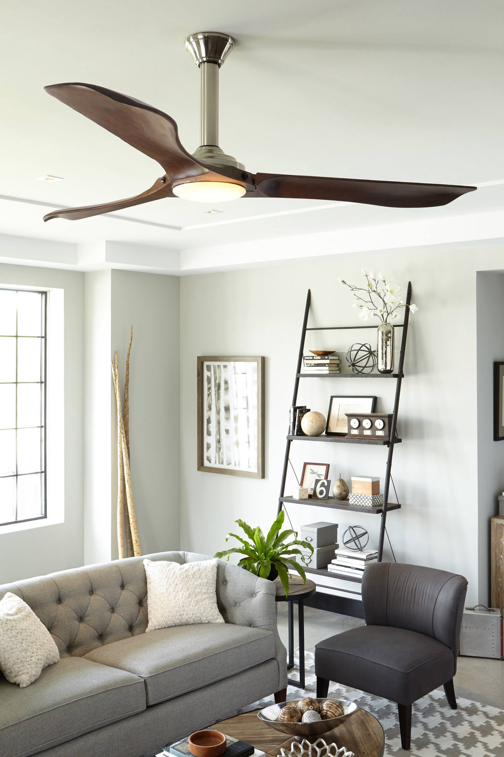 Brushed Steel Ceiling Fan with Light M552057