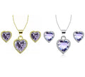 24k Yellow and White Gold Plated Amethyst Necklace Set 18 inch V23848