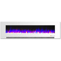 White Wall-Mount Electric Fireplace with Multi-Color Flames and Crystal Rock Display A16774