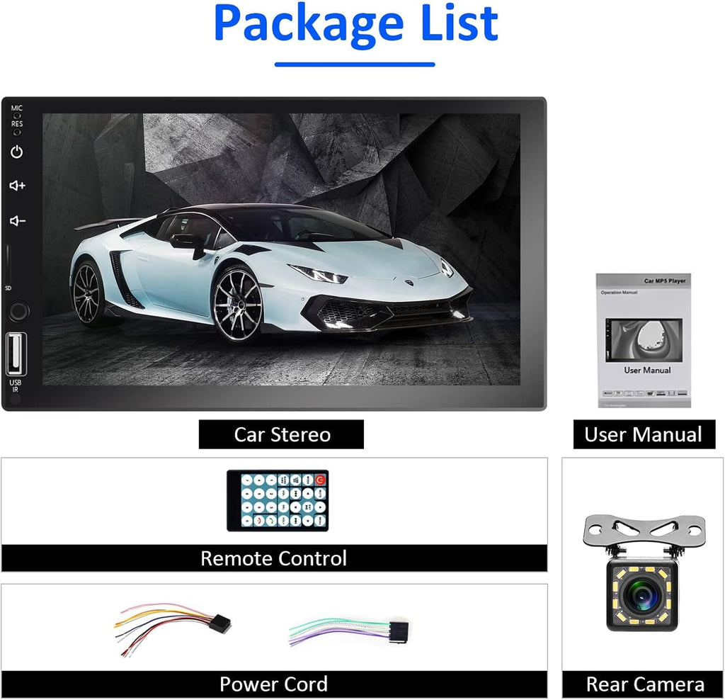 7 Inch Touchscreen Car Stereo with Backup Rear View Camera Y9117