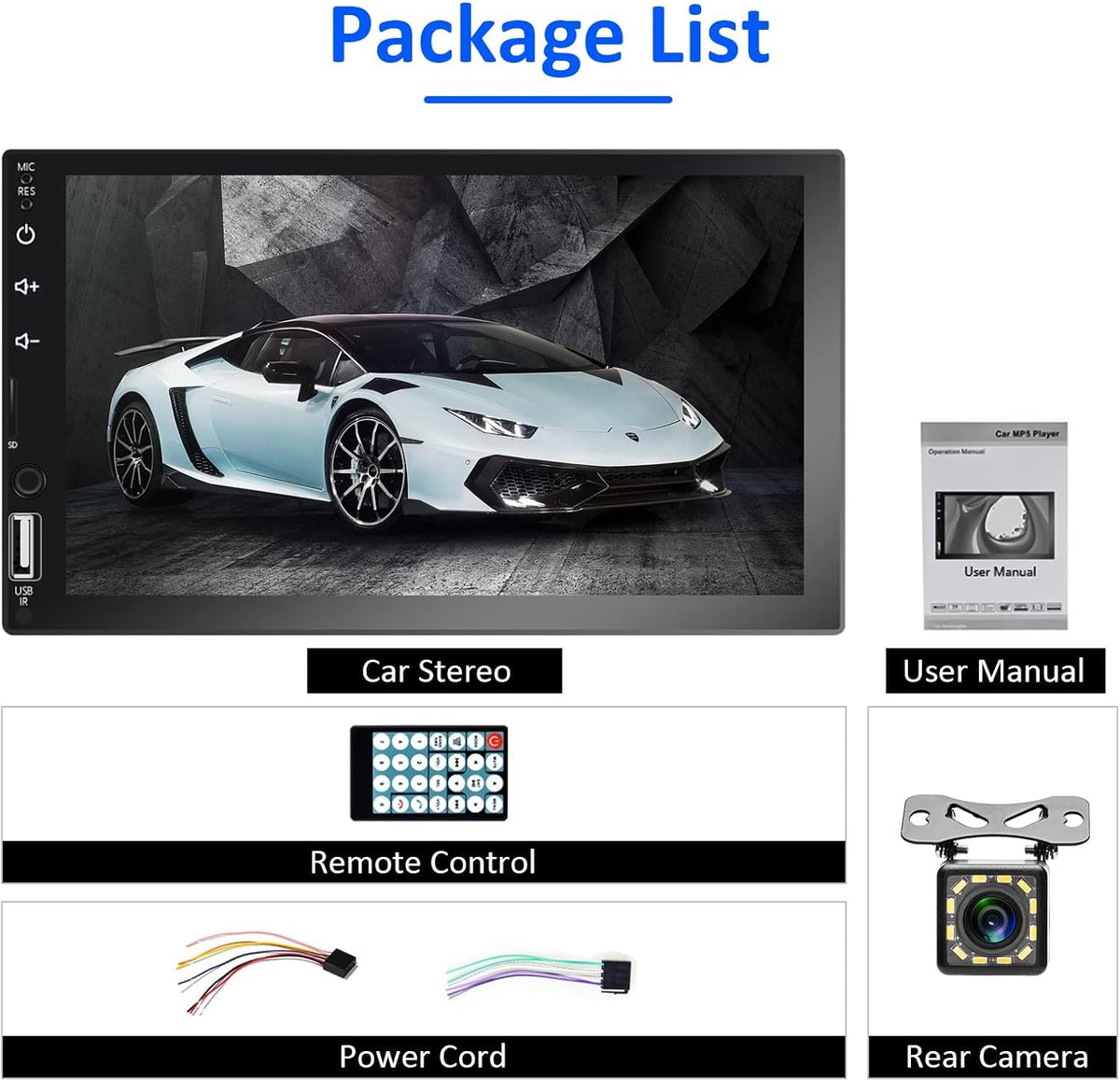7 Inch Touchscreen Car Stereo with Backup Rear View Camera Y9117