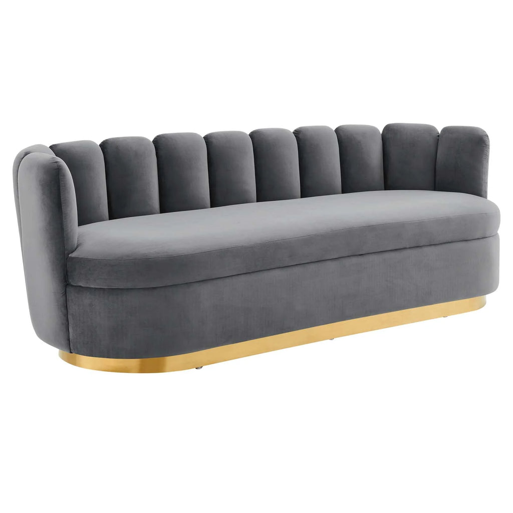 Gray Performance Velvet Sofa R53278