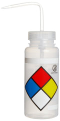 4-Color Wide-Mouth Wash Bottles, 500ml (16oz), Polyethylene, Pack of 4 N608123
