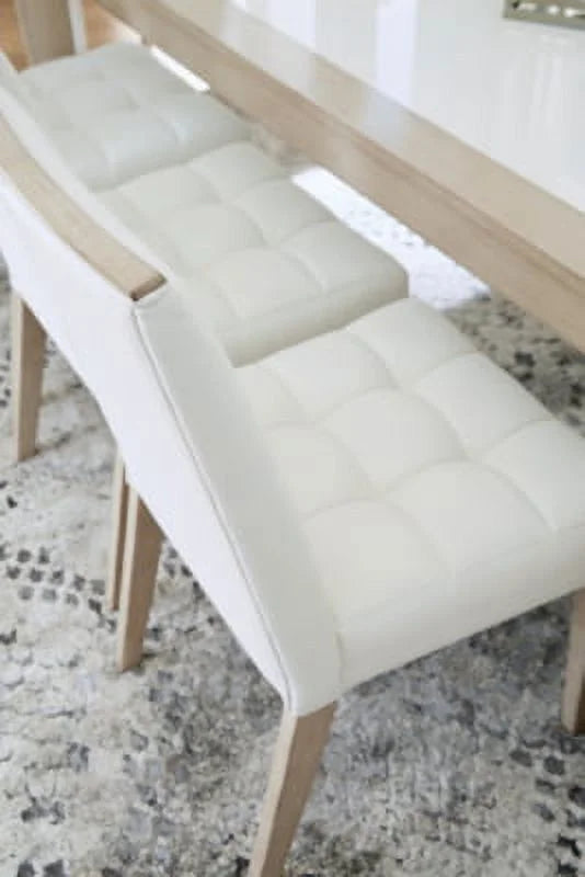 White & Beige Upholstered Side Chair, 2 Count N222820