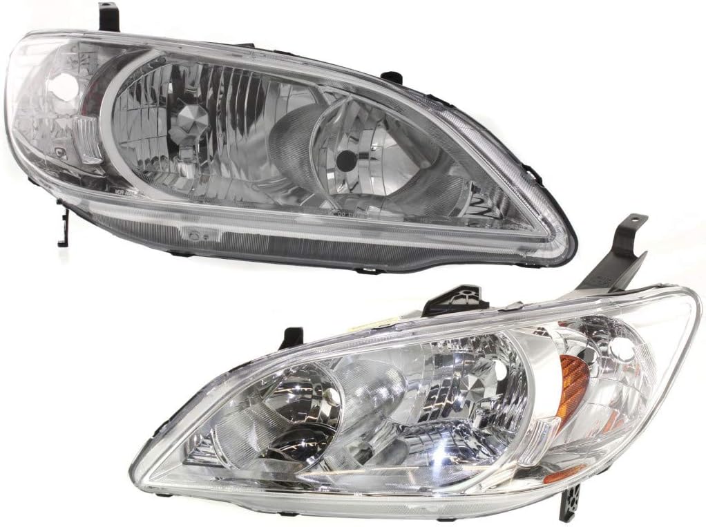 Honda Civic Headlight 2004 2005 Pair with Bulbs Z7639