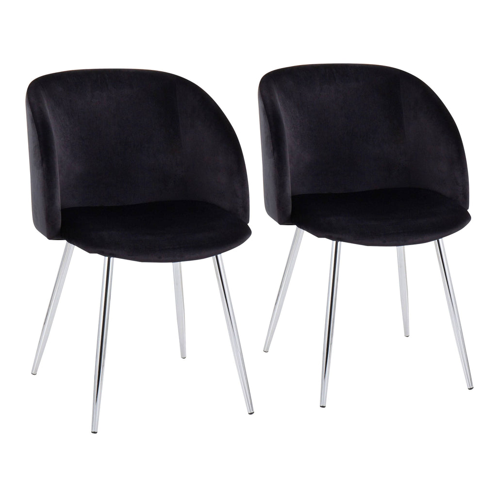 Black Velvet and Chrome Chair Set of 2 C59718