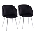 Black Velvet and Chrome Chair Set of 2 C59718