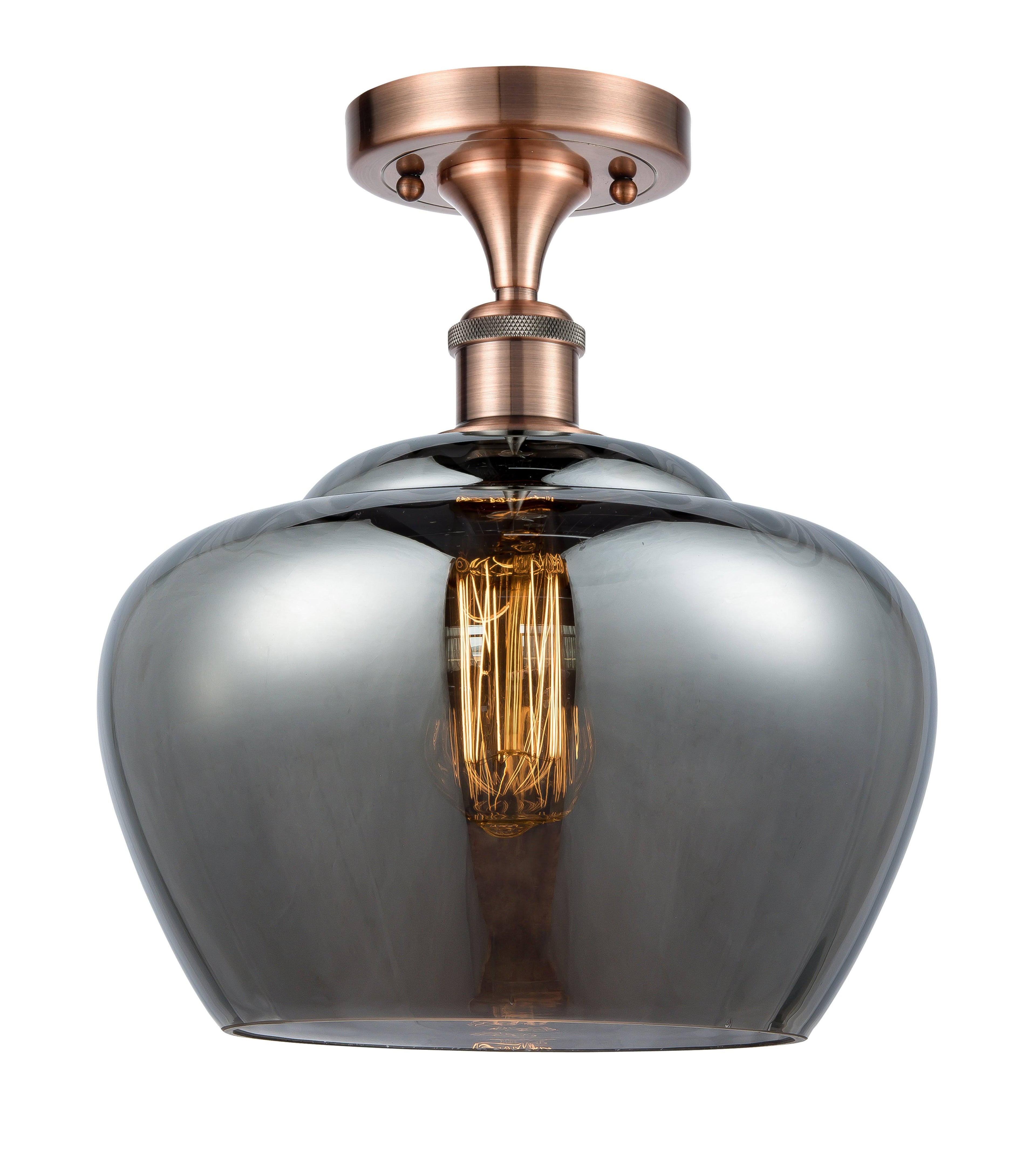 Antique Copper Large 1 Light Semi-Flush Mount B842