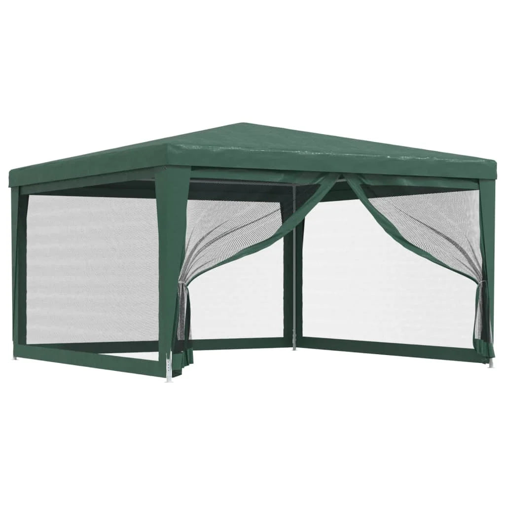 Green 13.1'x13.1' HDPE Party Tent with 4 Mesh Sidewalls U44093