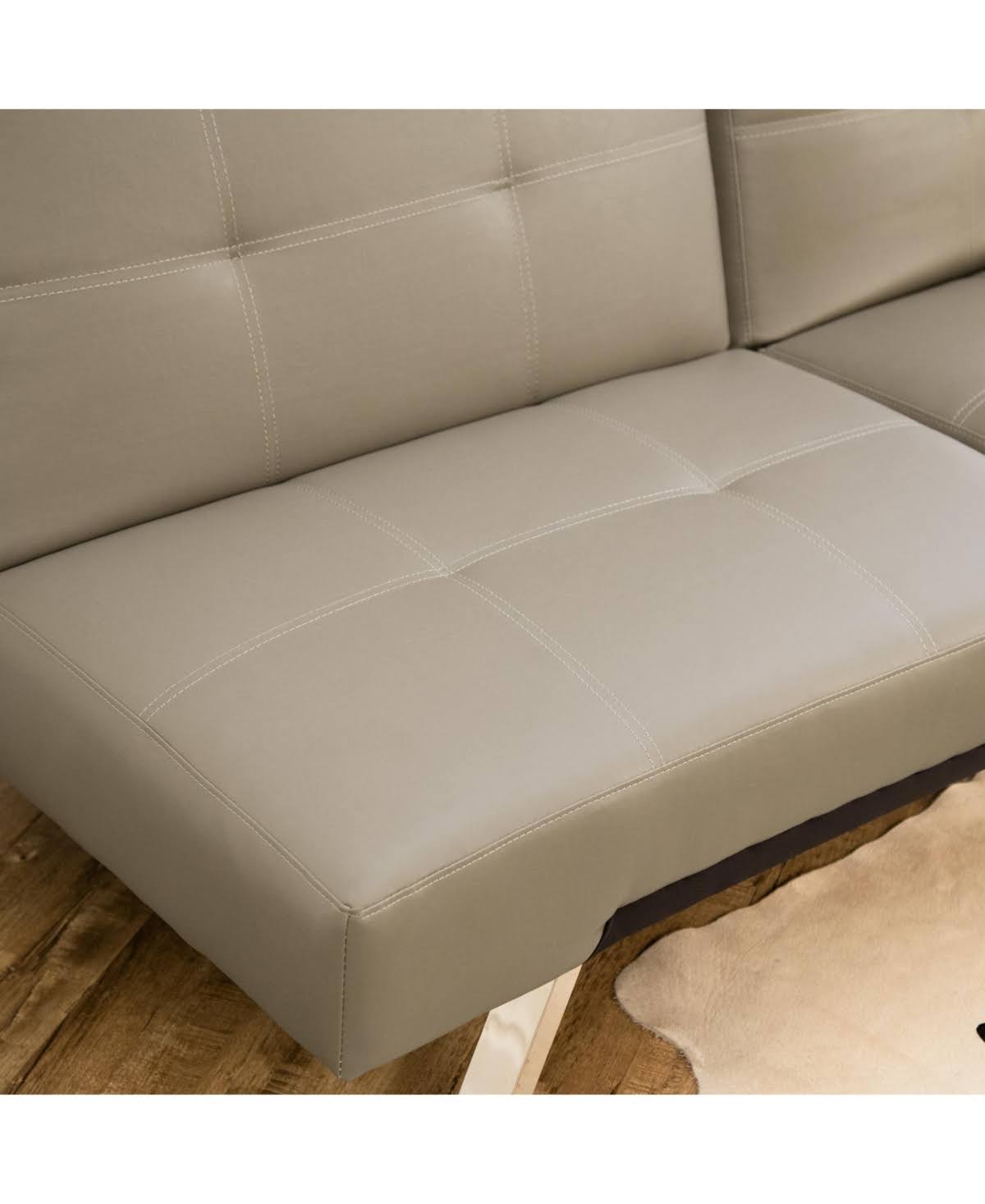 Gray Leather Convertible Sofa V158553