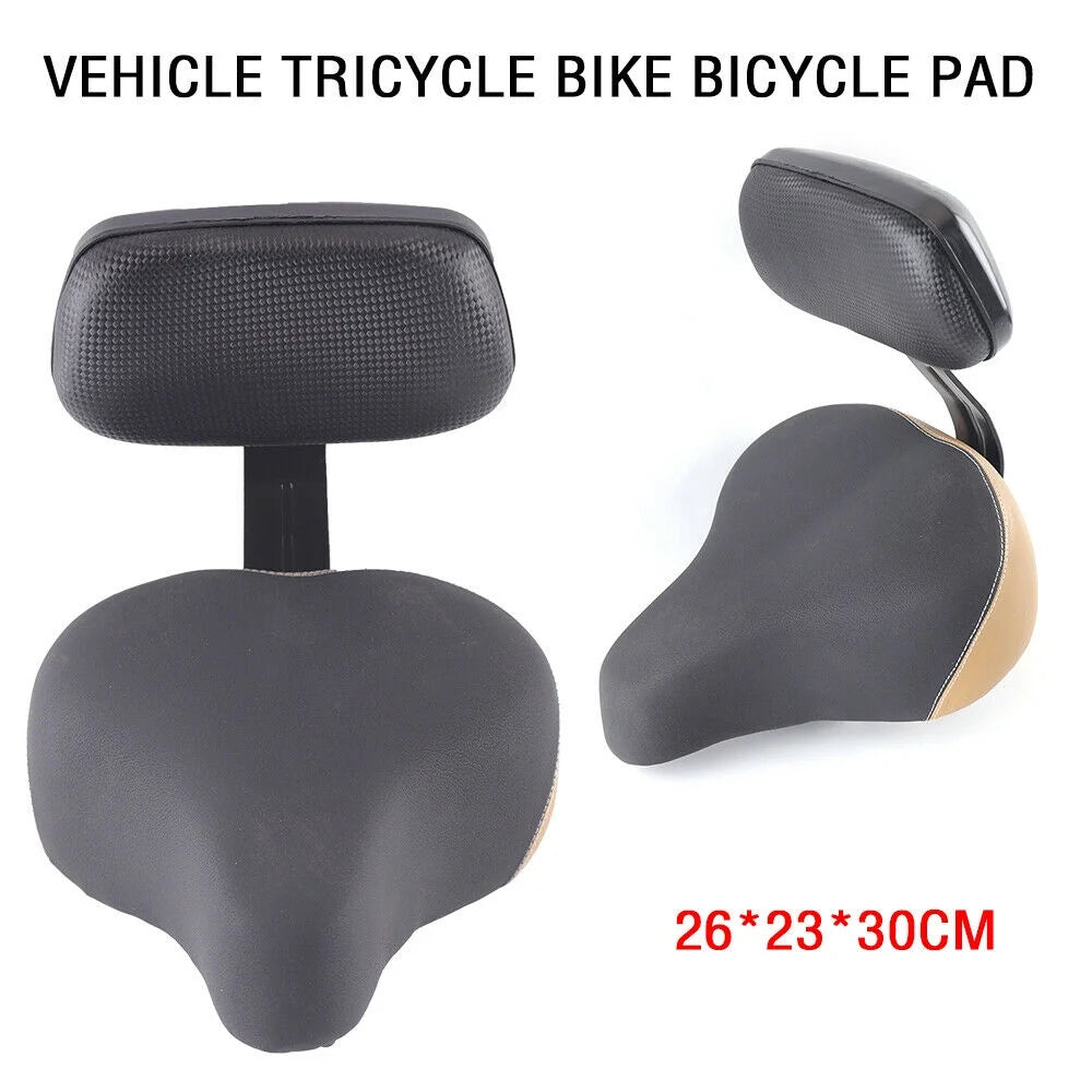 Black Comfort Bicycle Seat Saddle with Soft Back Rest 12" x 10" H2206