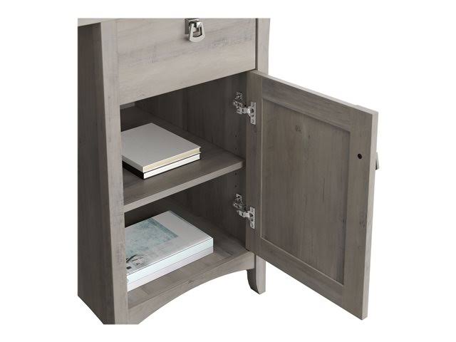 L Shaped Desk with Lateral File Cabinet and 5 Shelf Bookcase, Driftwood Gray V750826
