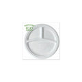 Compostable Sugarcane Plates, 3 Compartment, 10 N1380