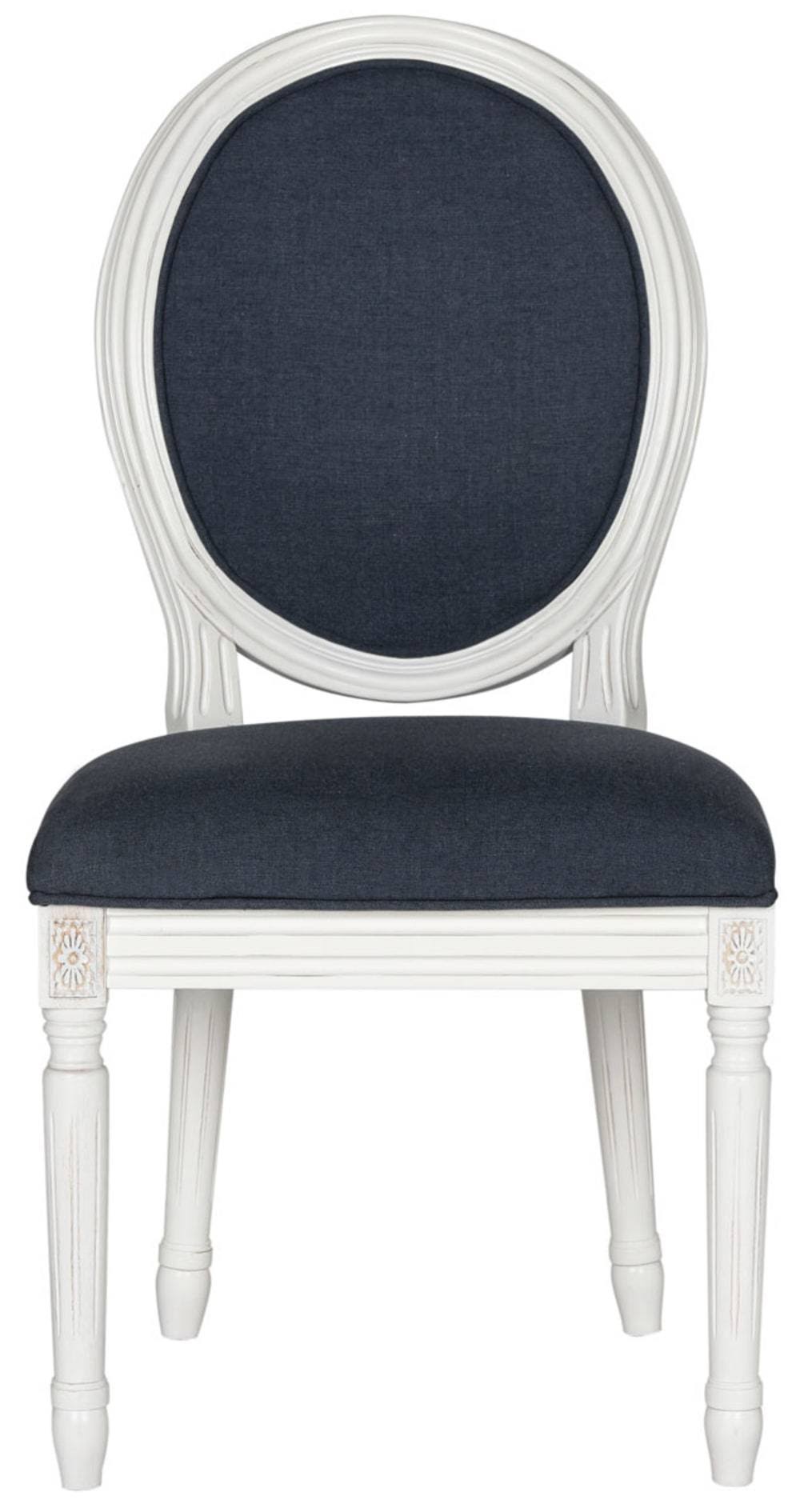 Navy Cream Velvet Oval Side Chair Set of 2 Z833