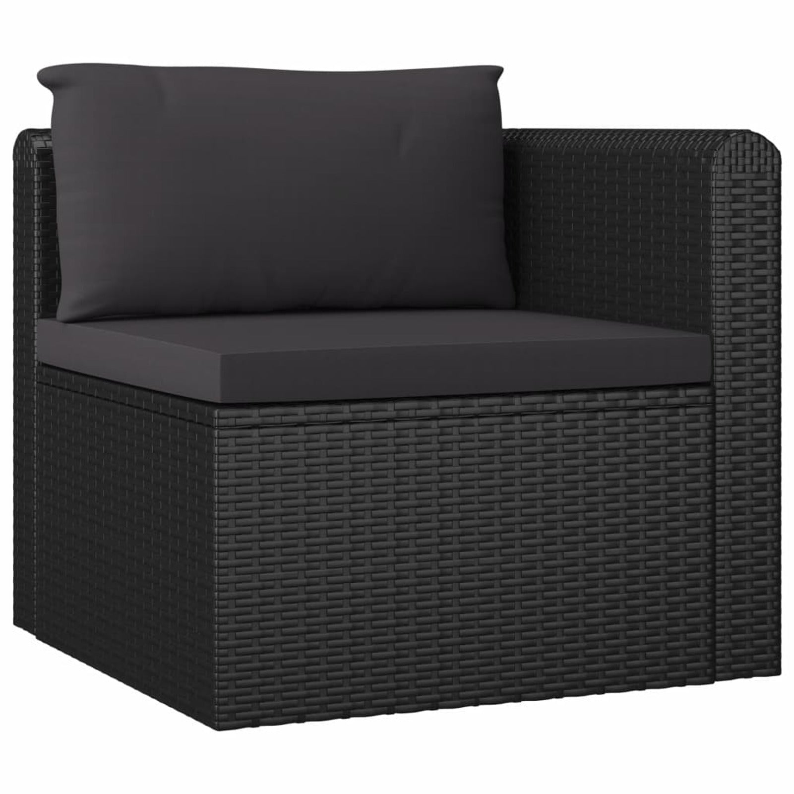 Black Poly Rattan Patio Sofa Set with Cushions D657