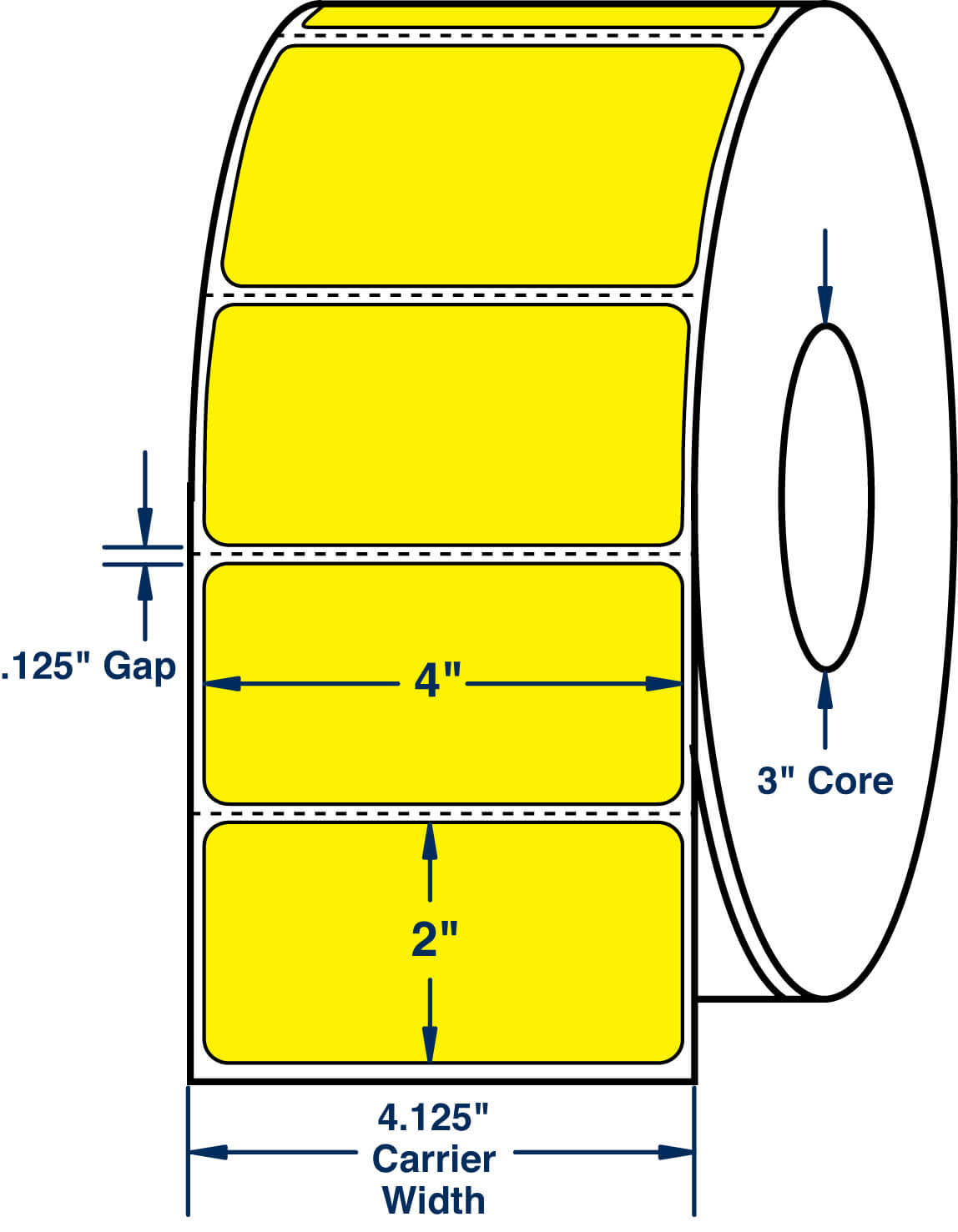 4x22 x 2x22 Pantone Yellow Thermal Transfer Labels X114105
