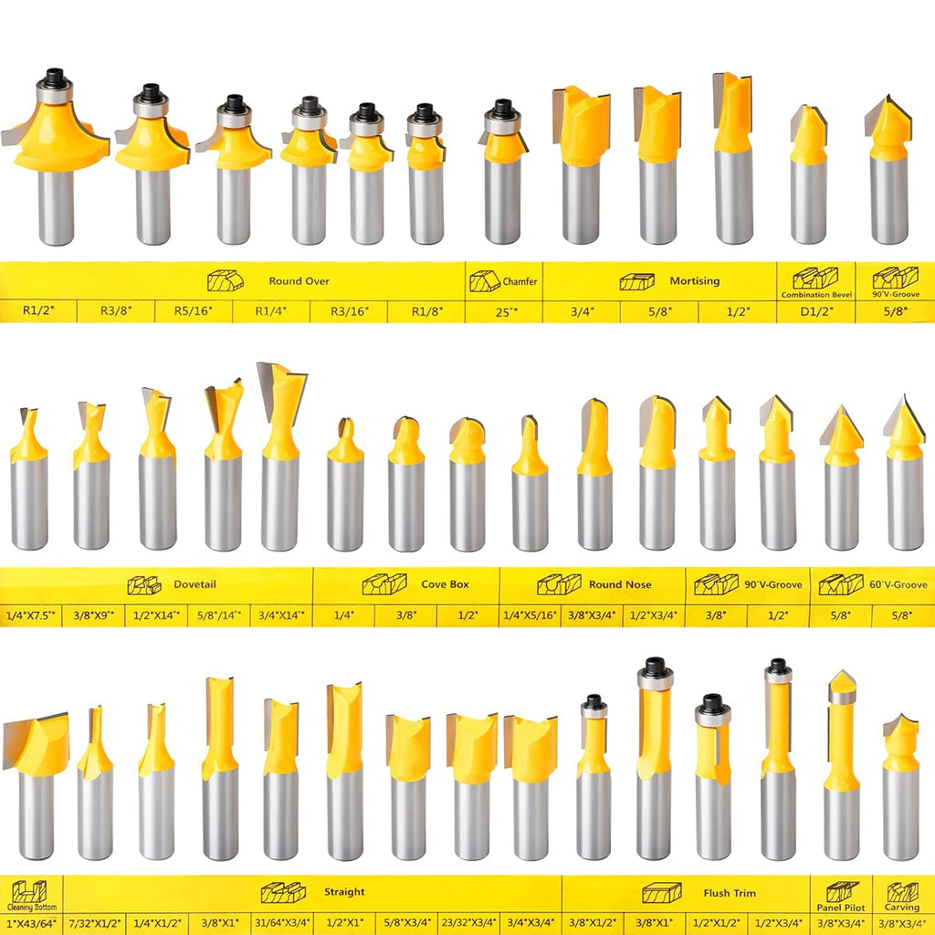 70PCS 1/2 Inch Shank Router Bit Set with Tungsten Carbide Tips L79444