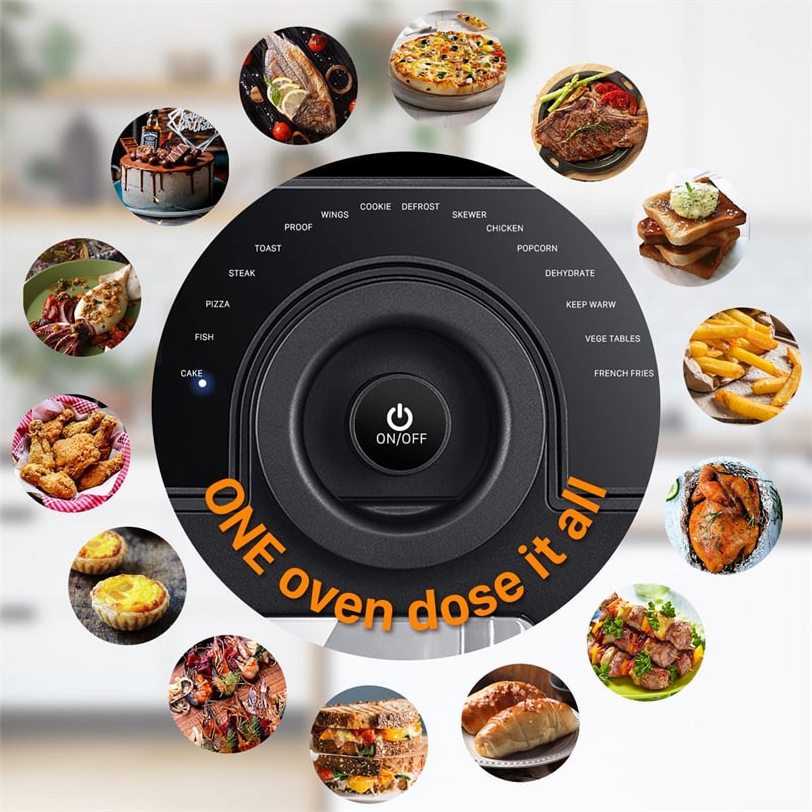 Black 16-in-1 Digital Air Fryer Oven with Rotisserie and Dehydrator K138