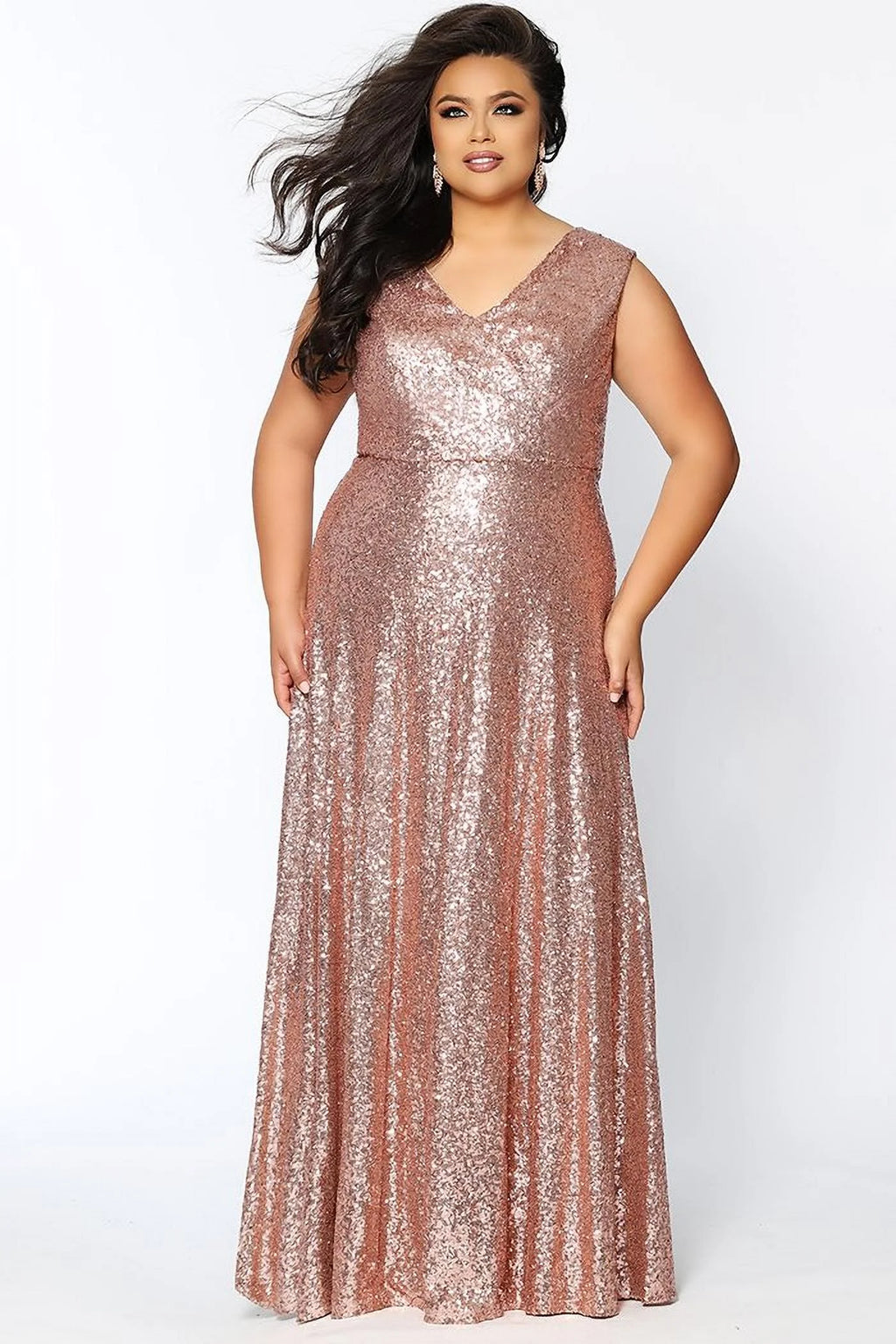 Sequins Plus Size Long Formal Gown U7257
