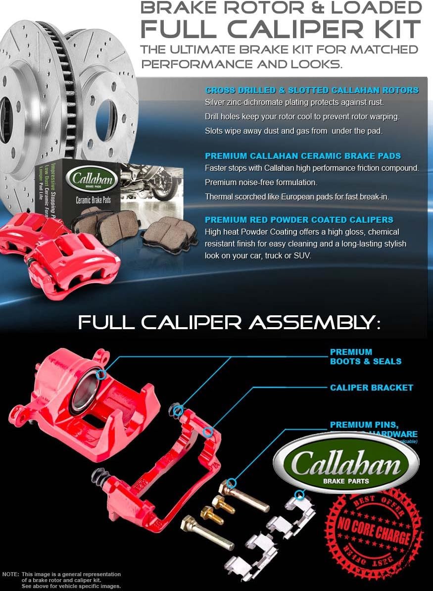 Powder Coated Red Calipers Rotors Ceramic Pads Performance Kit M865