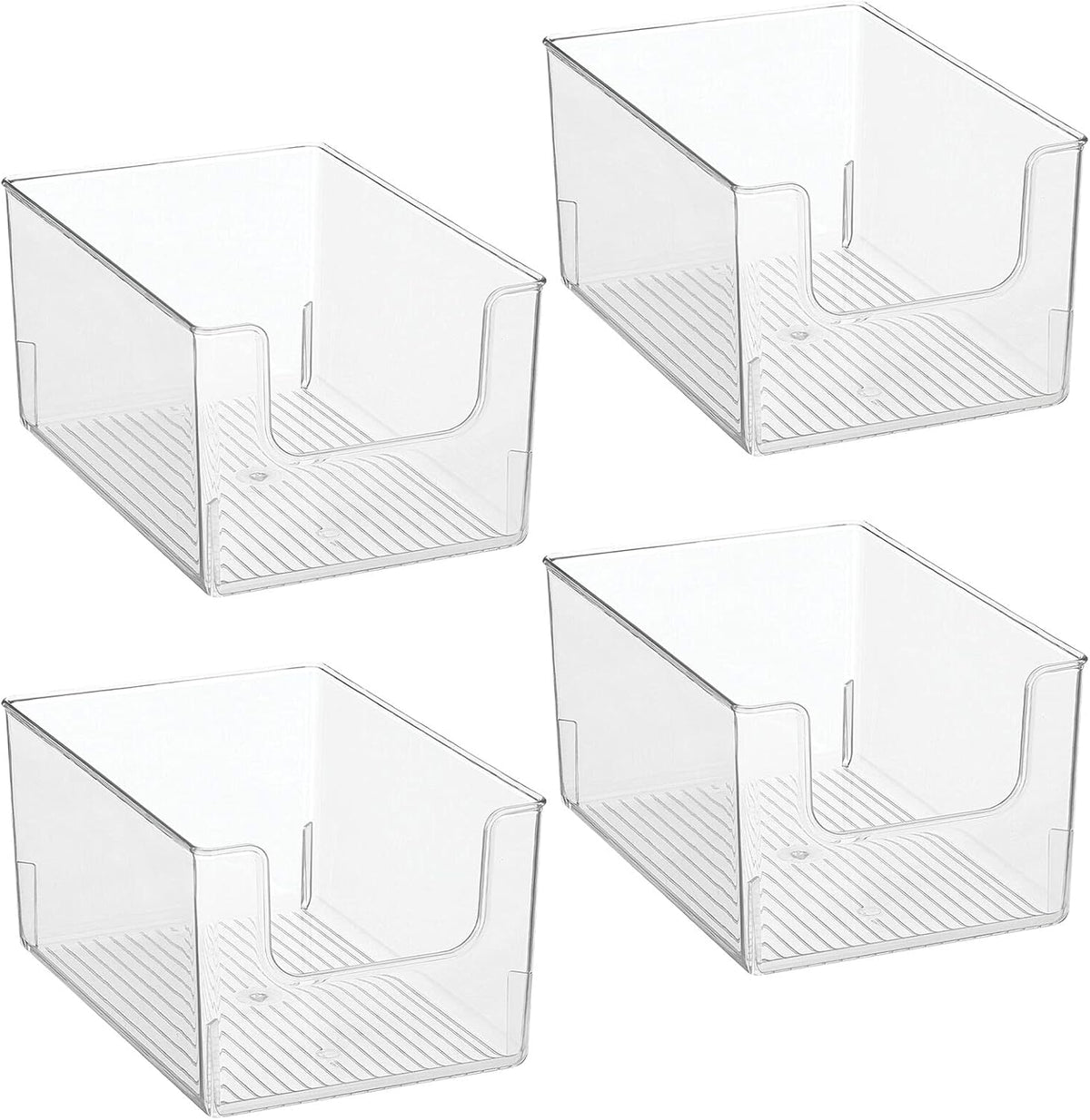 Clear Stackable Plastic Open Front Storage Organizer Bin Basket 4 Pack L69957