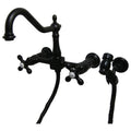 Oil Rubbed Bronze Wall Mount Kitchen Faucet with Metal Cross A6799