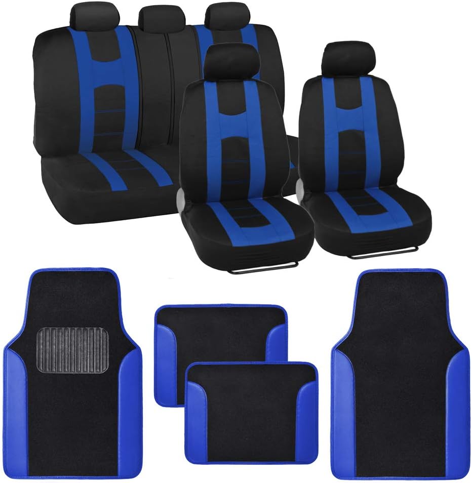 Light Gray Full Set Seat Covers with Car Floor Mats U95578