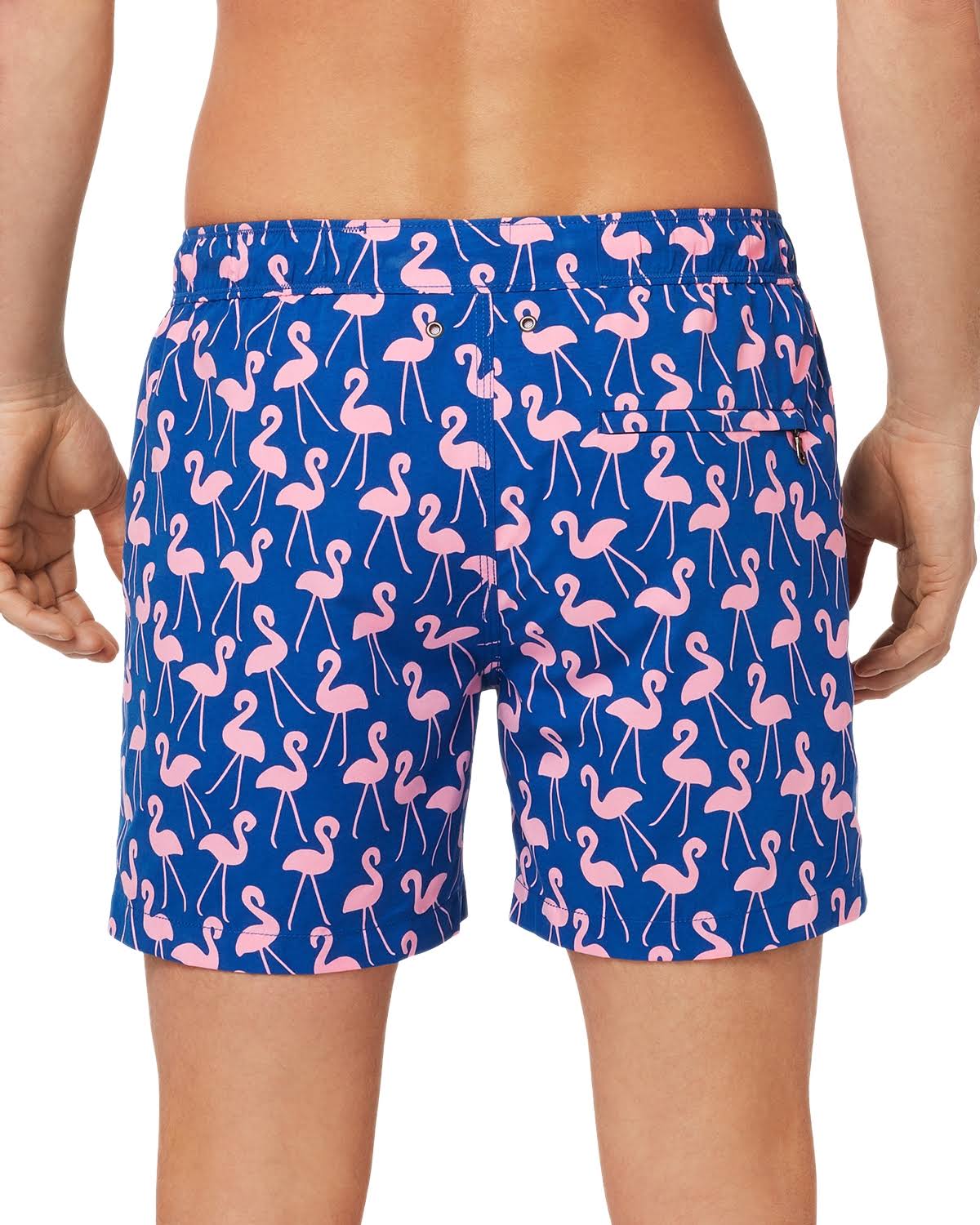 Rose/ Blue Flamingo Print Swim Trunks L4708