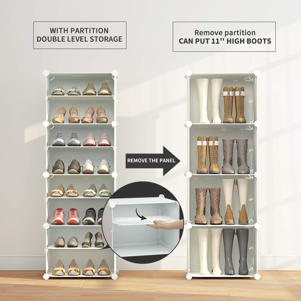 White 72 Pair Plastic Shoe Rack with Doors E775