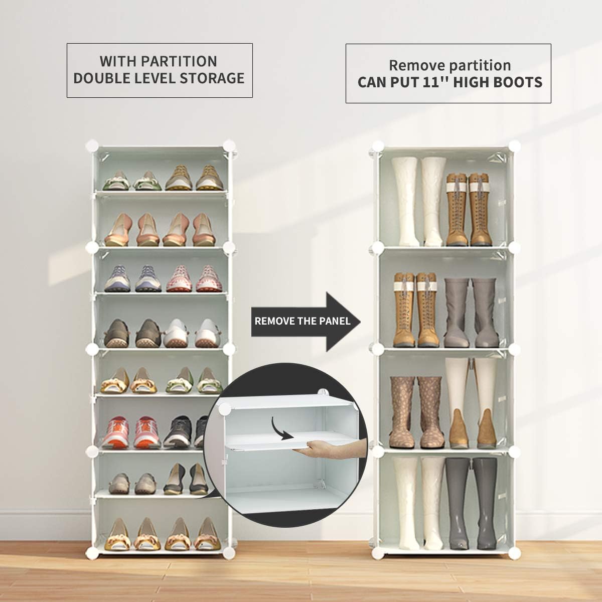 White 72 Pair Plastic Shoe Rack with Doors E775