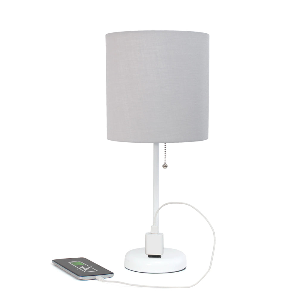 White Stick Lamp with Fabric Shade H4840