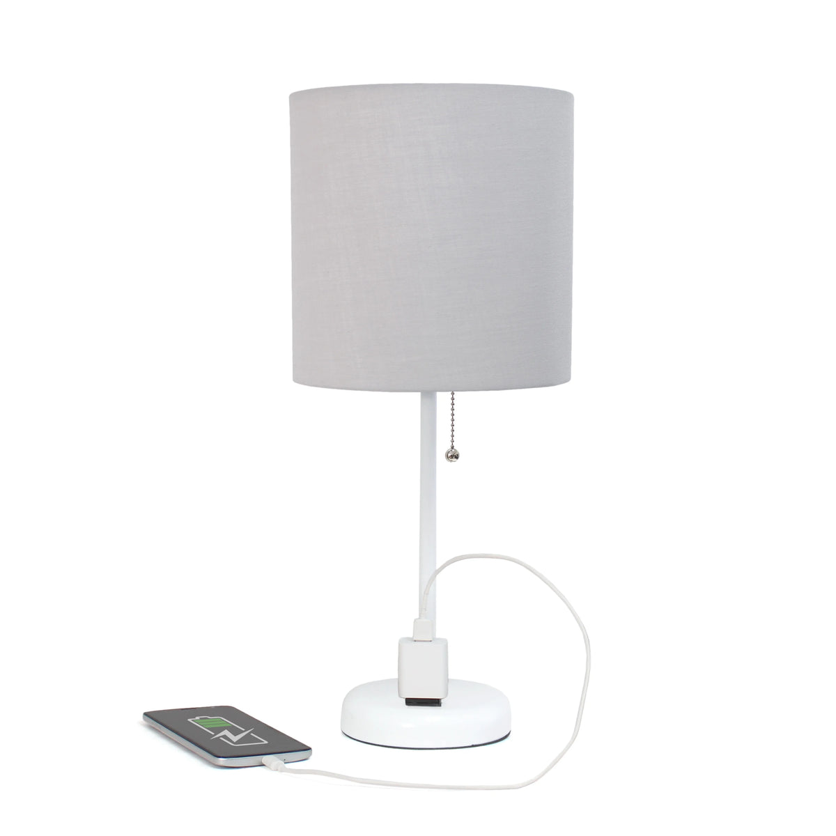 White Stick Lamp with Fabric Shade H4840