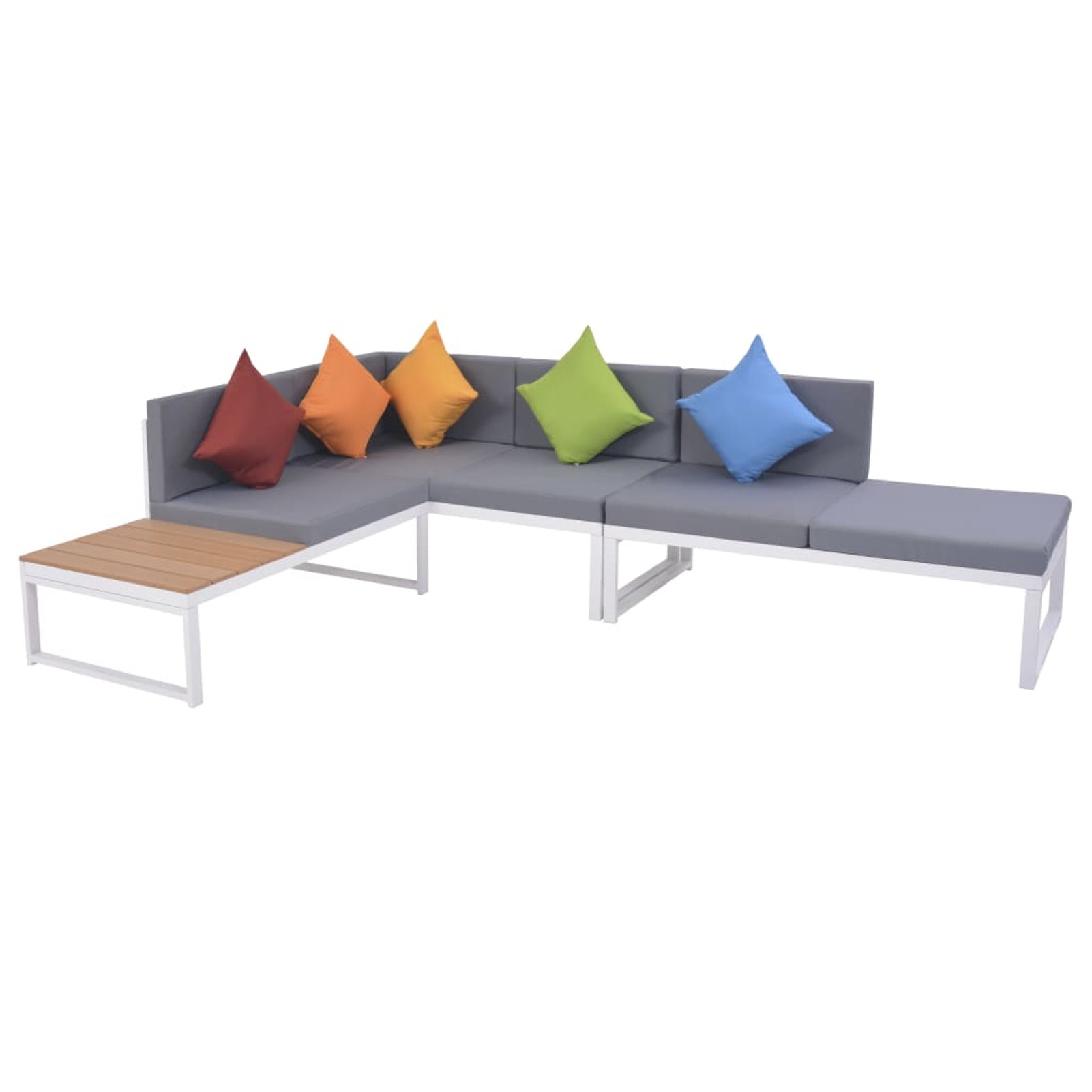4 Piece Outdoor Conversation Sectional Sofa Set with Coffee Table Aluminum Frame Patio Lounge Set X653364