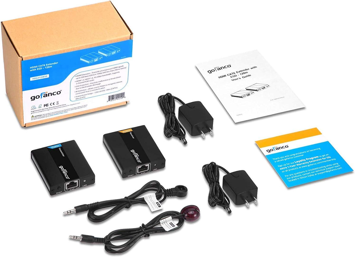 HDMI Extender Over Ethernet Cat6, 394ft, IR Extension, 1080p F247
