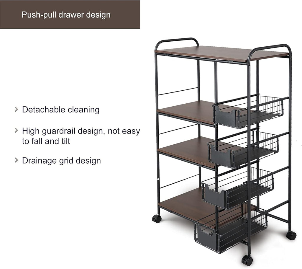 3-Tier Kitchen Standing Bakers Rack with Storage Basket Z474