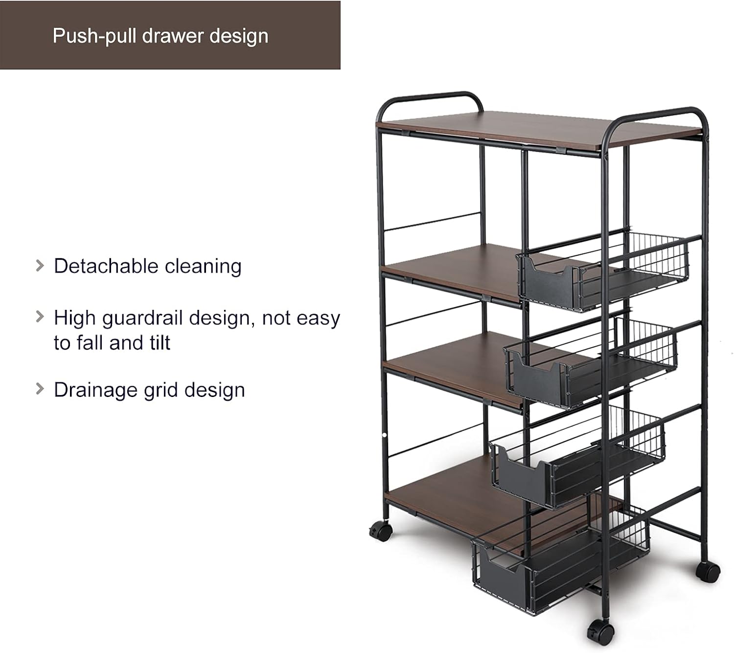 3-Tier Kitchen Standing Bakers Rack with Storage Basket Z474