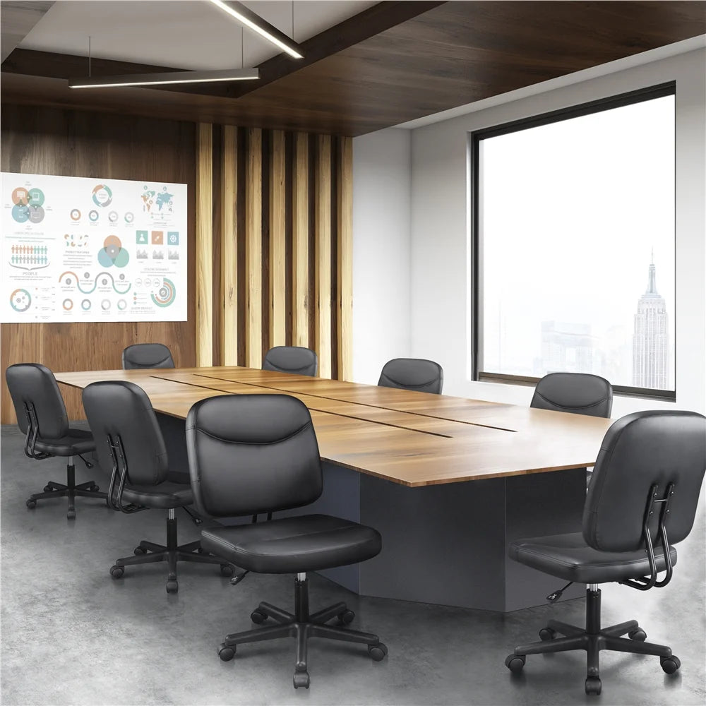 Black Faux Leather Adjustable Armless Office Chair K5170