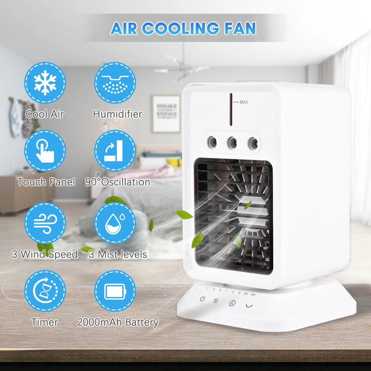 Portable USB Evaporative Air Cooler Fan with 3 Wind Speeds V765734