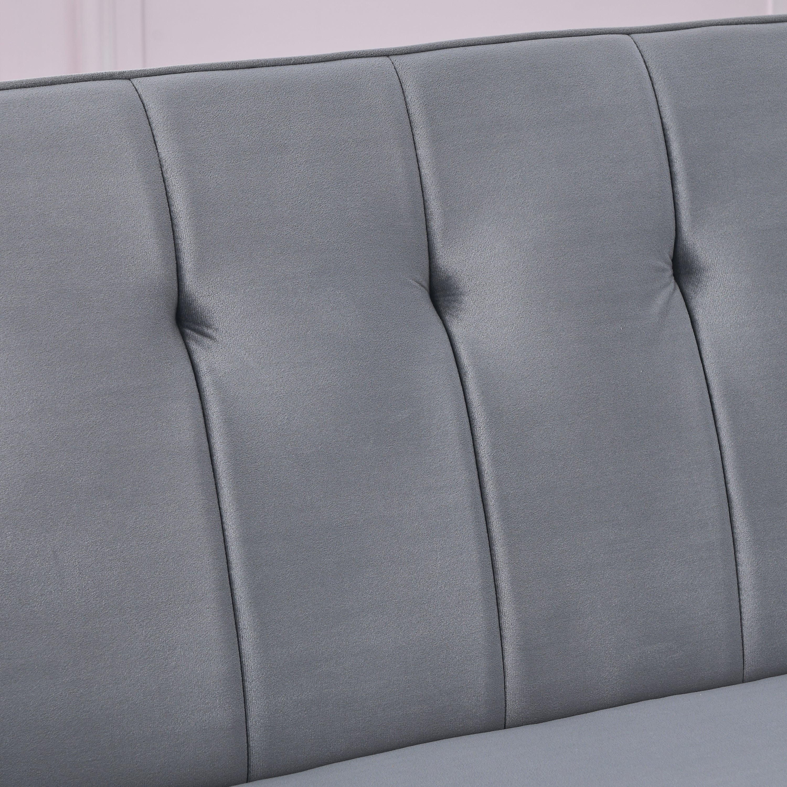 Grey Convertible Velvet Sofa Bed I692